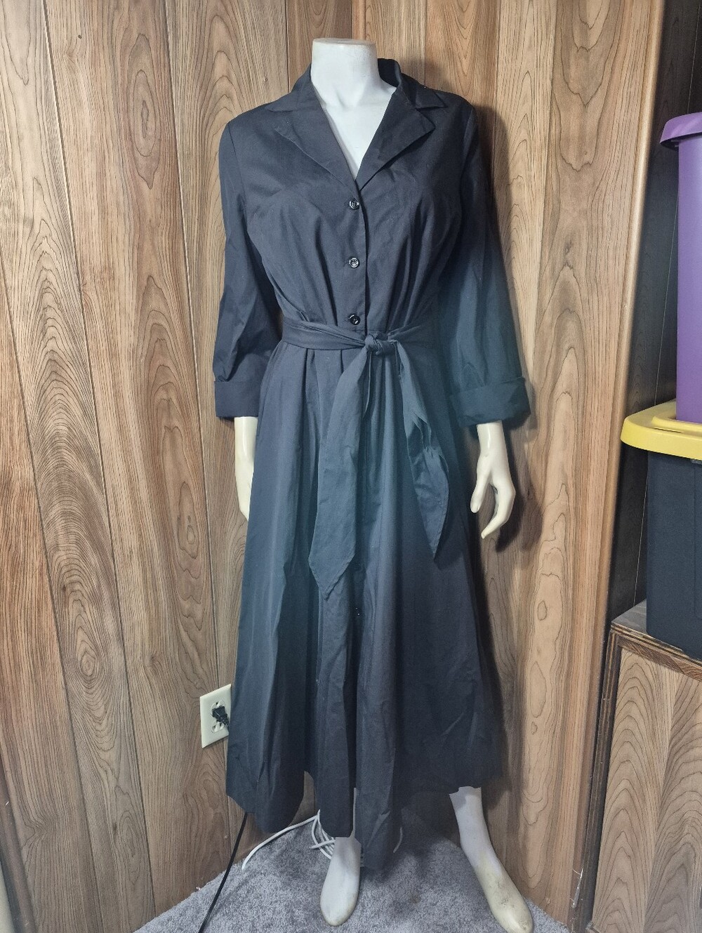 J.Peterman Black Button Down Dress Sz 12